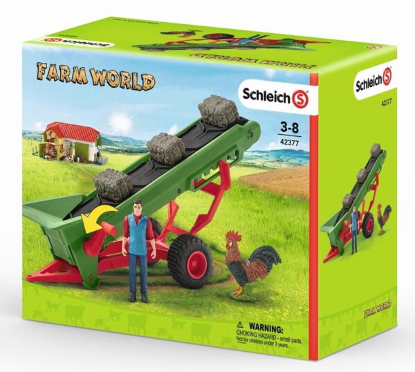 Schleich 42377 Heuförderband mit Bauer