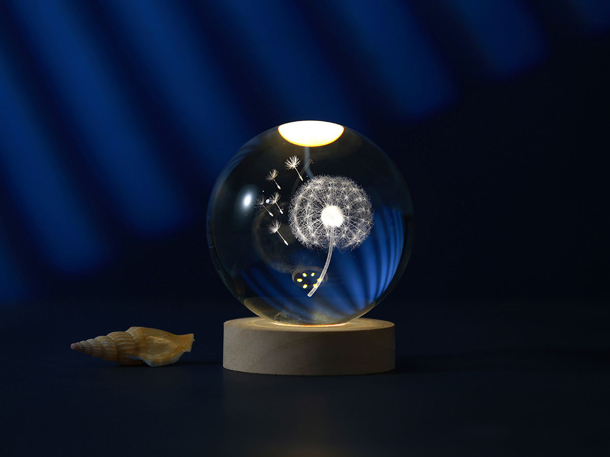 Itotal Tischlampe LED Crystal Ball Löwenzahn Gross